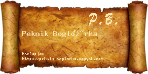 Peknik Boglárka névjegykártya